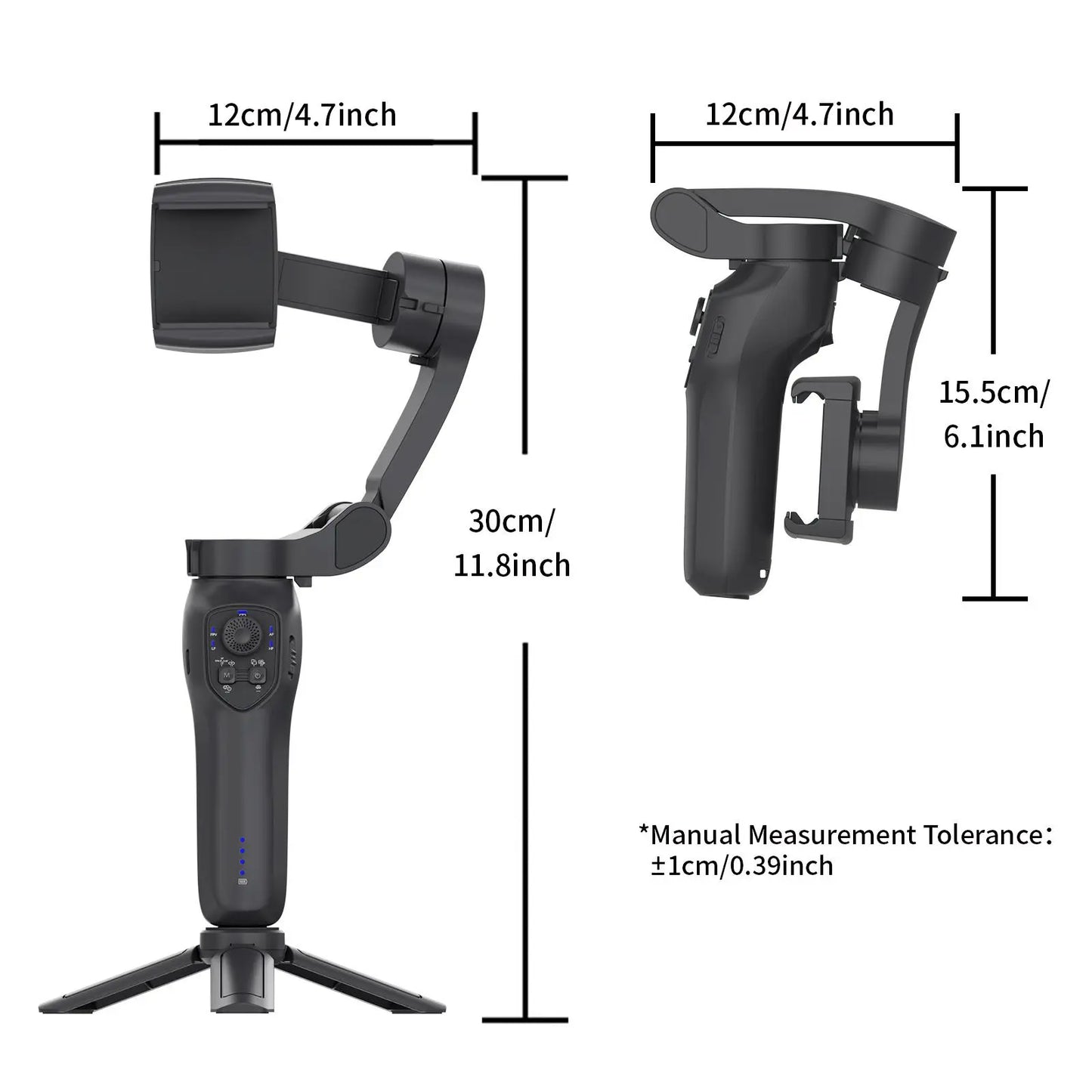 AI Tracking Phone Gimbal Stabilizer, 3-Axis Foldable Smartphone Gimbal with Focus Wheel for Iphone 15/14 Pro Max and Android, Travel and Selfie Accessory, Tech Gimbal